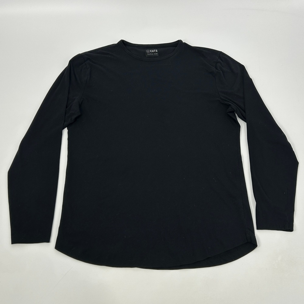 Cuts Pyca Pro Curve Hem Shirt Men's Large‎ Black Long Sleeve Crewneck